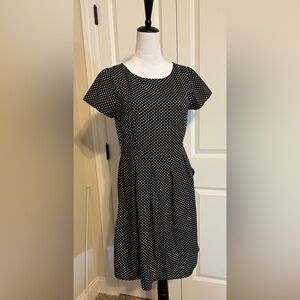 Chic Black and White Polka Dot Midi Dress